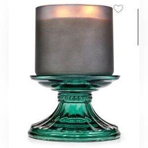 Bath & Body Works Green Fantasy Glass Pedestal 3-Wick Candle Holder